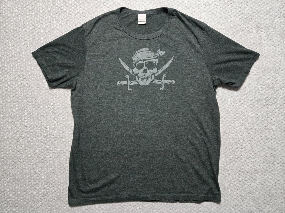 Skull and Cross Bones Pirate T-Shirt ~ Men’s XL ~ Dark Gray ~ Utility